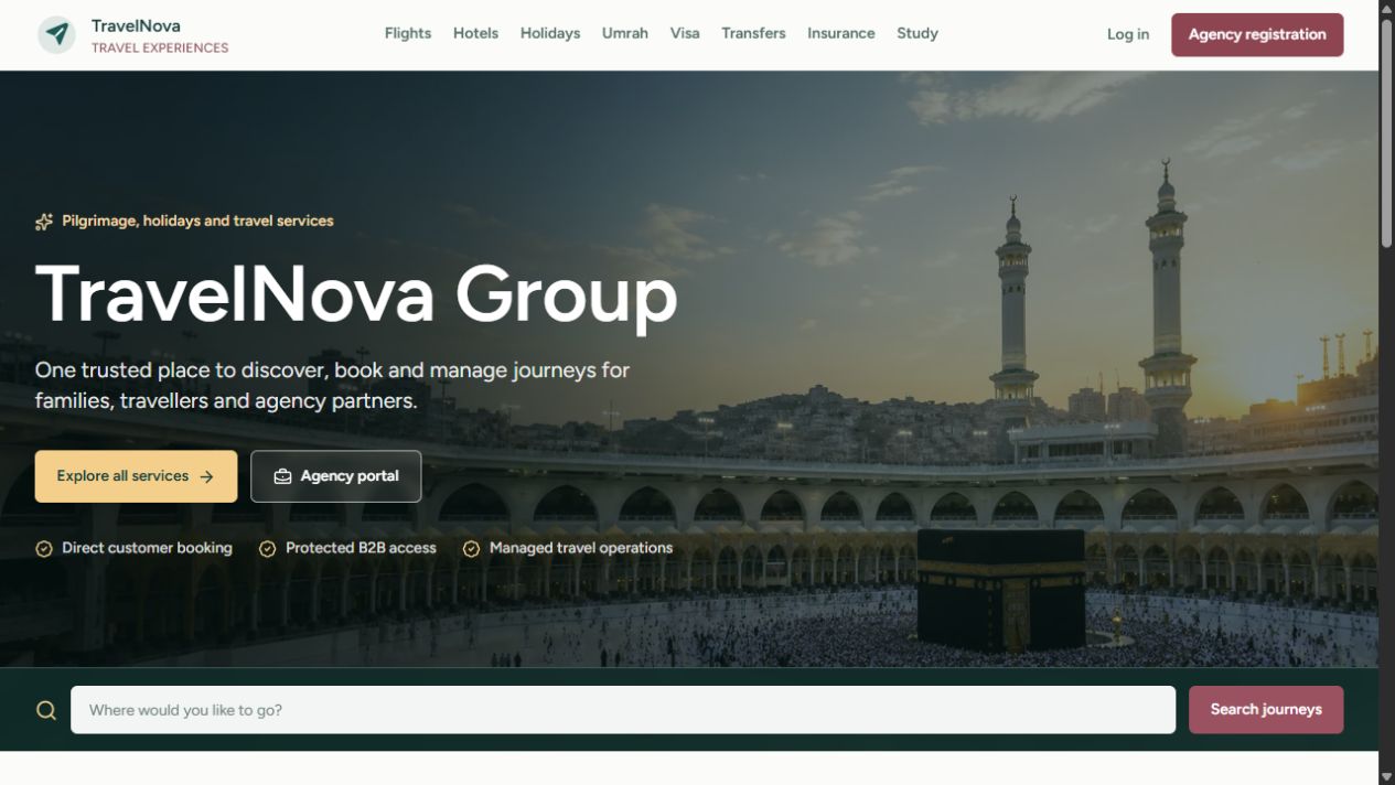 TravelNova interface preview